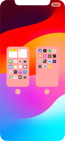 Press the fields below the required home screens to select or deselect them.