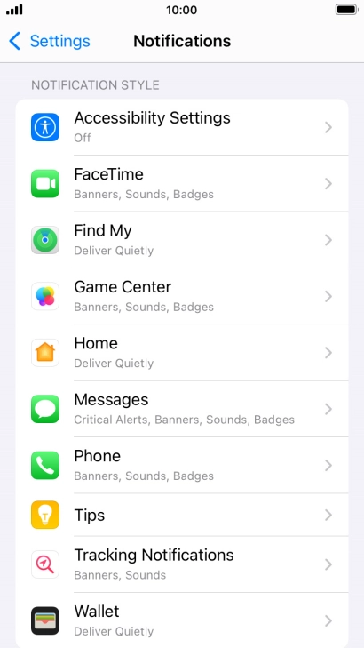 Press the required application.