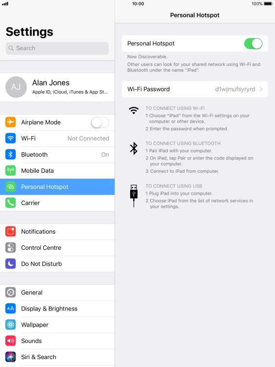 Press Wi-Fi Password and key in the required password.