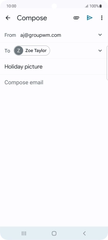 Press the text input field and write the text for your email message.