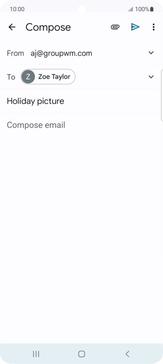 Press the text input field and write the text for your email message.