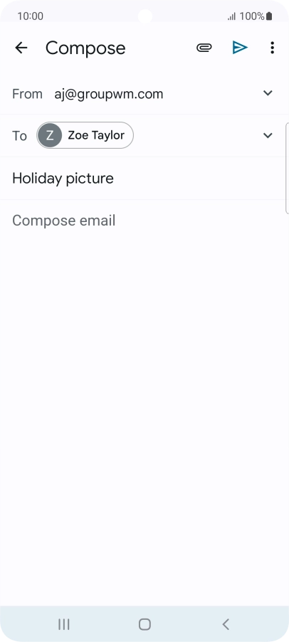 Press the text input field and write the text for your email message.
