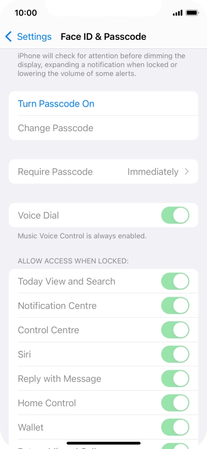 Press Turn Passcode On and key in a phone lock code of your own choice twice.