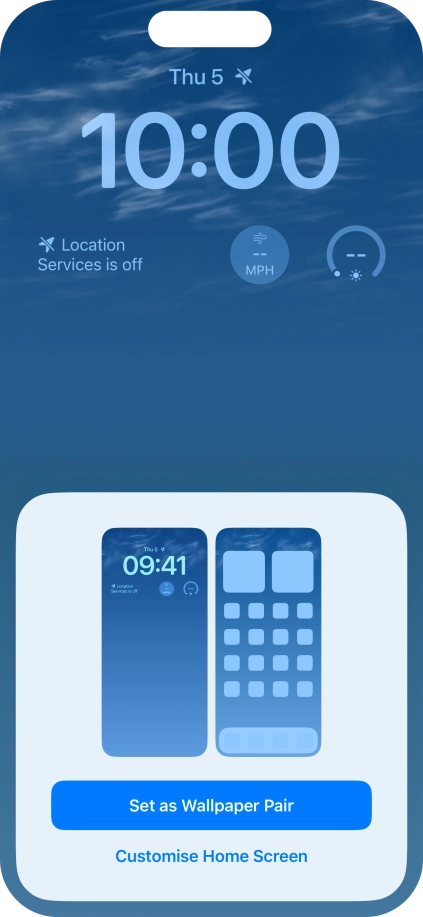 To use the same colour theme on the home screen, press Set as Wallpaper Pair.