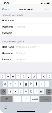 Press Username and key in the username for your email account.