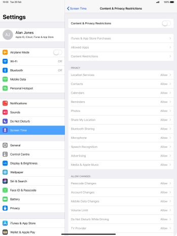 Press the indicator next to 