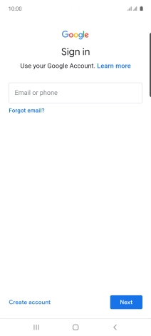 If you don't have a Google account, press Create account and follow the instructions on the screen to create an account.