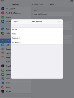 Press Email and key in your email address.