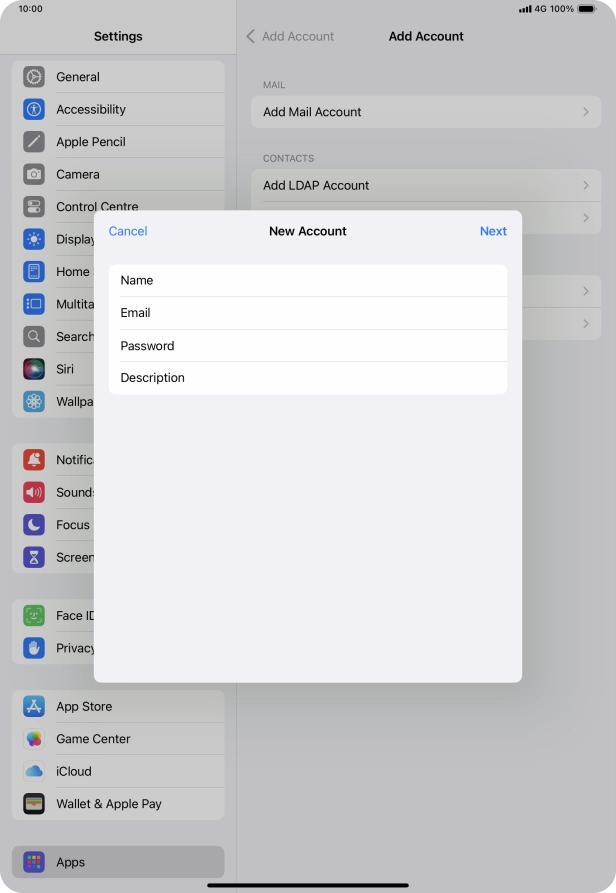 Press Description and key in the required name.