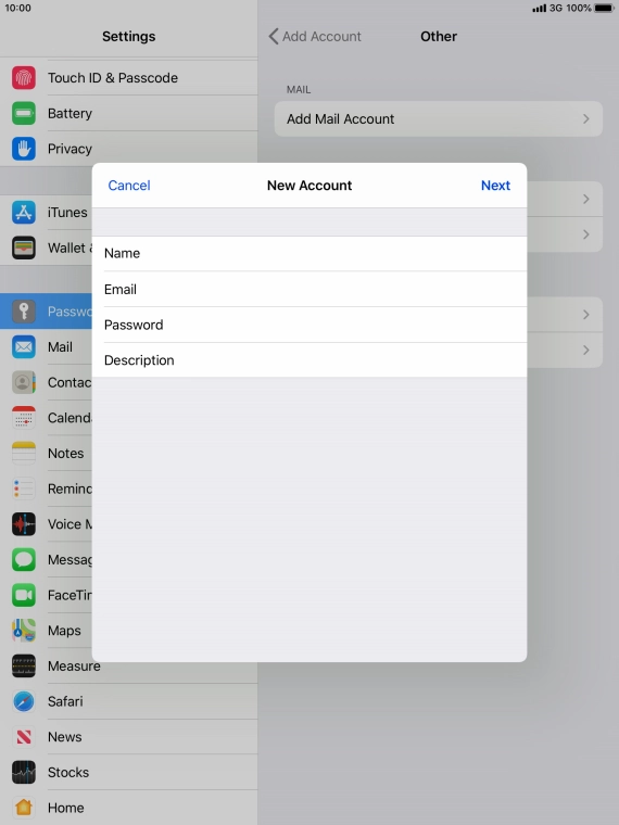 Press Description and key in the required name.