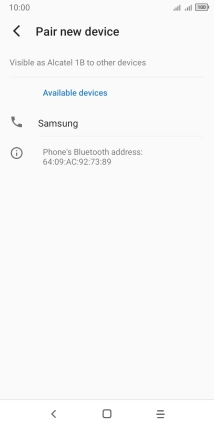 Press the required Bluetooth device and follow the instructions on the screen to pair the device with your phone.