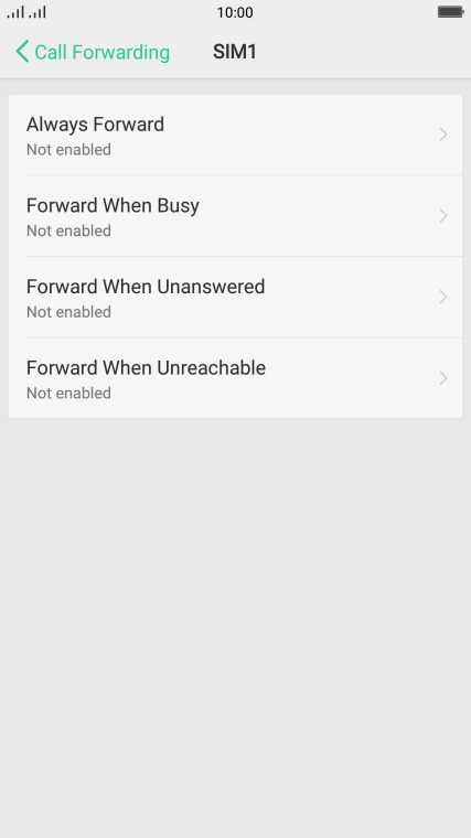 Press the required divert type.