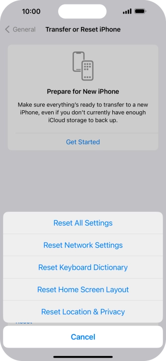Press Reset Network Settings.