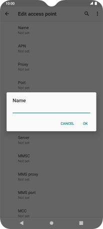 Key in Vodafone Internet and press OK.