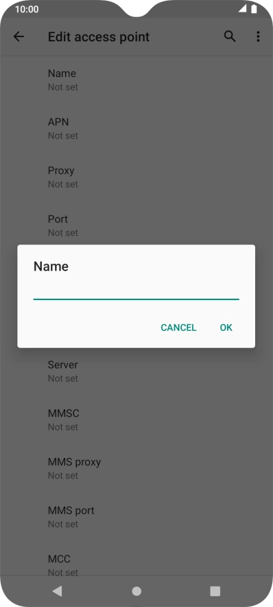 Key in Vodafone Internet and press OK.