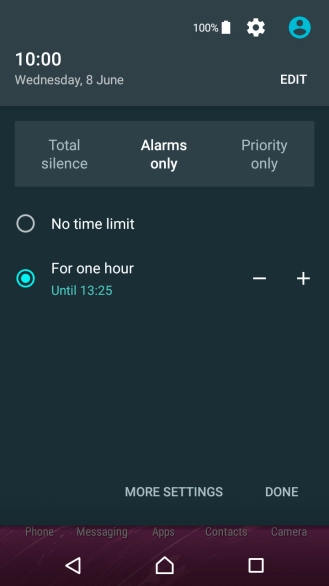 Press DONE to turn on silent mode.