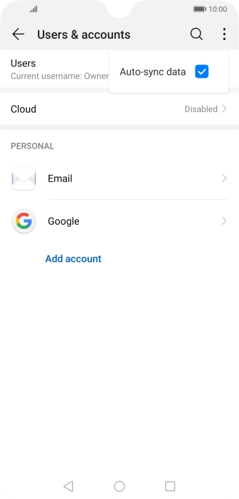 Press Auto-sync data to turn the function on or off.