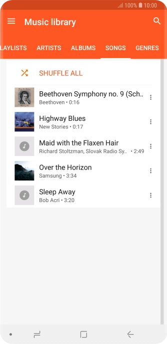 Press the required audio file.
