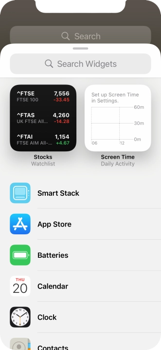 Press the required widget.