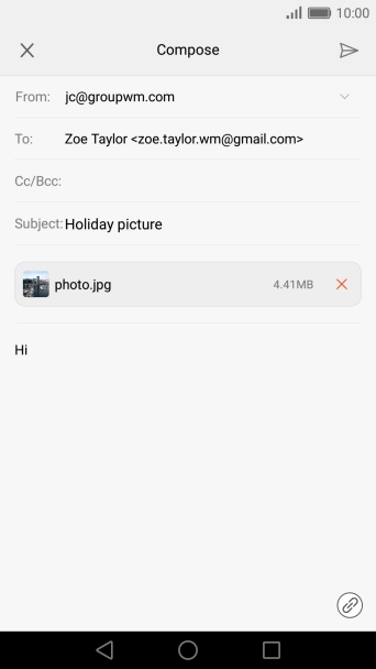 Press the send icon when you've finished your email message.