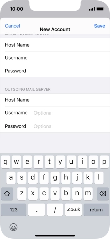 Press Username and key in the username for your email account. Please note that if you're using Vodafone's outgoing server, leave the username field empty.