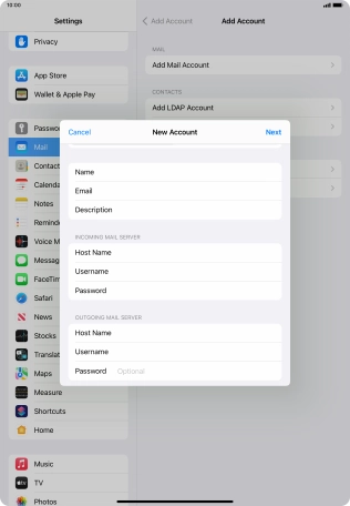 Press Password and key in the password for your email account. Please note that if you're using Vodafone's outgoing server, leave the password field empty.