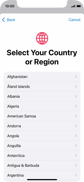 Press the required country.