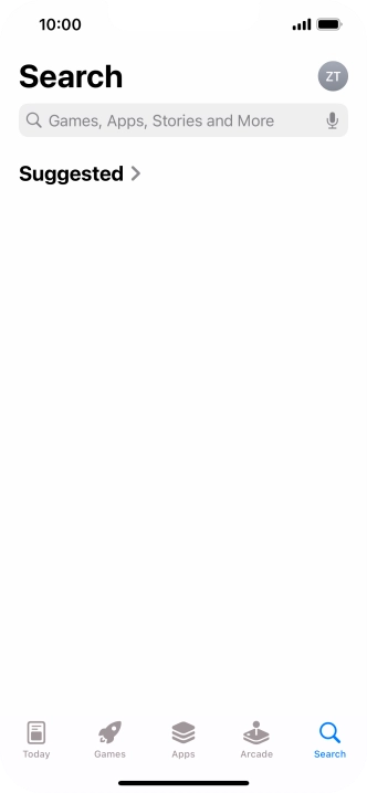 Press the search field and key in the name or subject of the required app.
