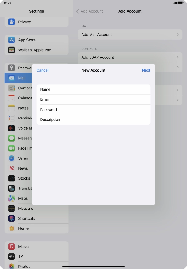 Press Description and key in the required name.