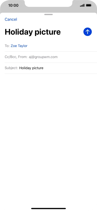 Press the text input field and write the text for your email message.