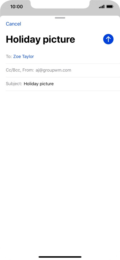 Press the text input field and write the text for your email message.