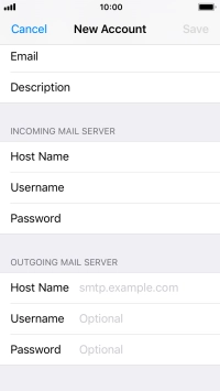 Press Host Name and key in the name of your email provider's outgoing server. Please note that if you can't send email messages when using your email provider's outgoing server, key in smtp.vodafone.net.au (Vodafone's outgoing server).