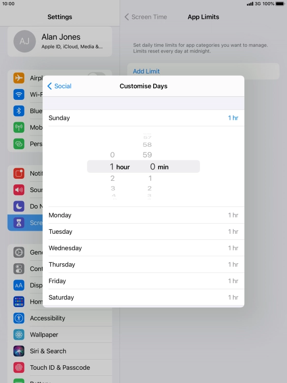 Select the required period.
