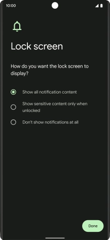 Press the required setting.