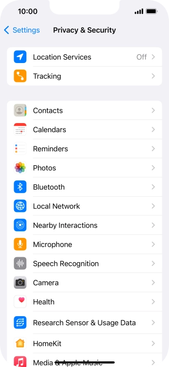 Press Location Services.