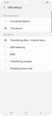 Press Transferring files / Android Auto.