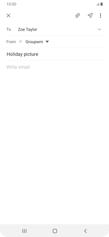 Press the text input field and write the text for your email message.