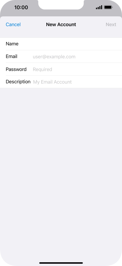 Press Email and key in your email address.