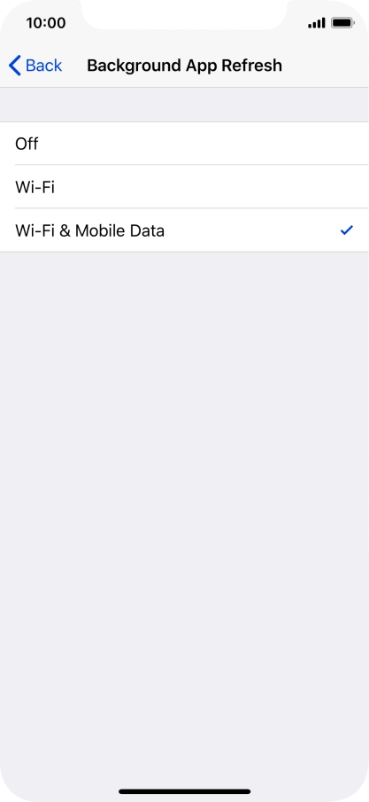To turn off background refresh of apps, press Off.