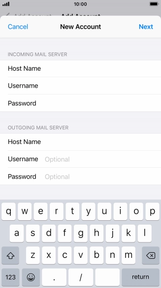 Press Username and key in the username for your email account. Please note that if you're using Vodafone's outgoing server, leave the username field empty.