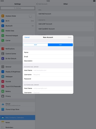 Press Host Name and key in the name of your email provider's incoming server.