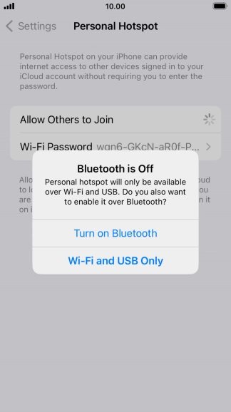 If Wi-Fi is turned on, press Wi-Fi and USB Only.