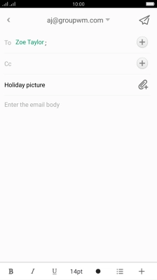 Press the text input field and write the text for your email message.