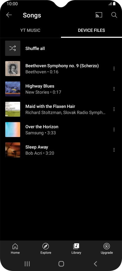 Press the required audio file.