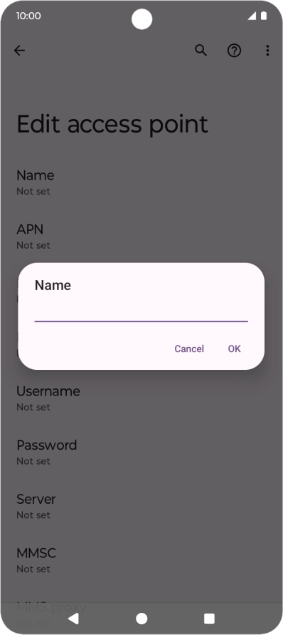 Key in Vodafone Internet and press OK.