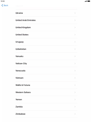 Press the required country or area.