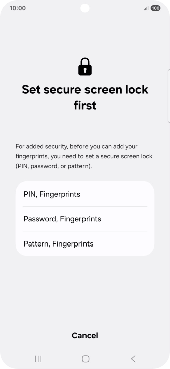 Press the required phone lock code and follow the instructions on the screen to create an additional phone lock code.