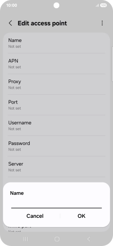 Key in Vodafone Internet and press OK.