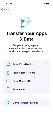 Press Don't Transfer Anything and follow the instructions on the screen to finish the activation.