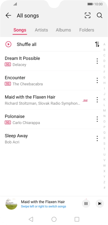 Press the song title at the bottom of the screen.